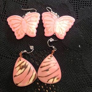 Pink and Brown Earrings